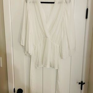 Boohoo White Wrap Blouse
